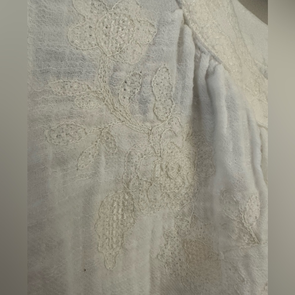 Zara XS floral embroidery gauzy tunic top - Picture 2 of 11